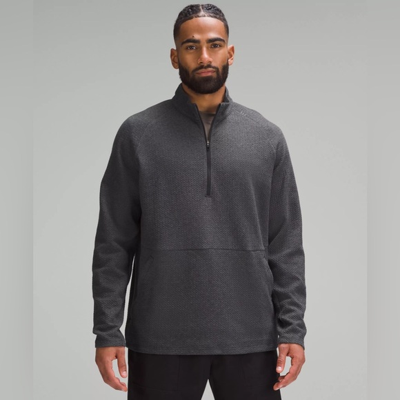 lululemon athletica Other - Lululemon Athletica Men’s Large At Ease Half Zip Textured Gray Pullover Pockets
